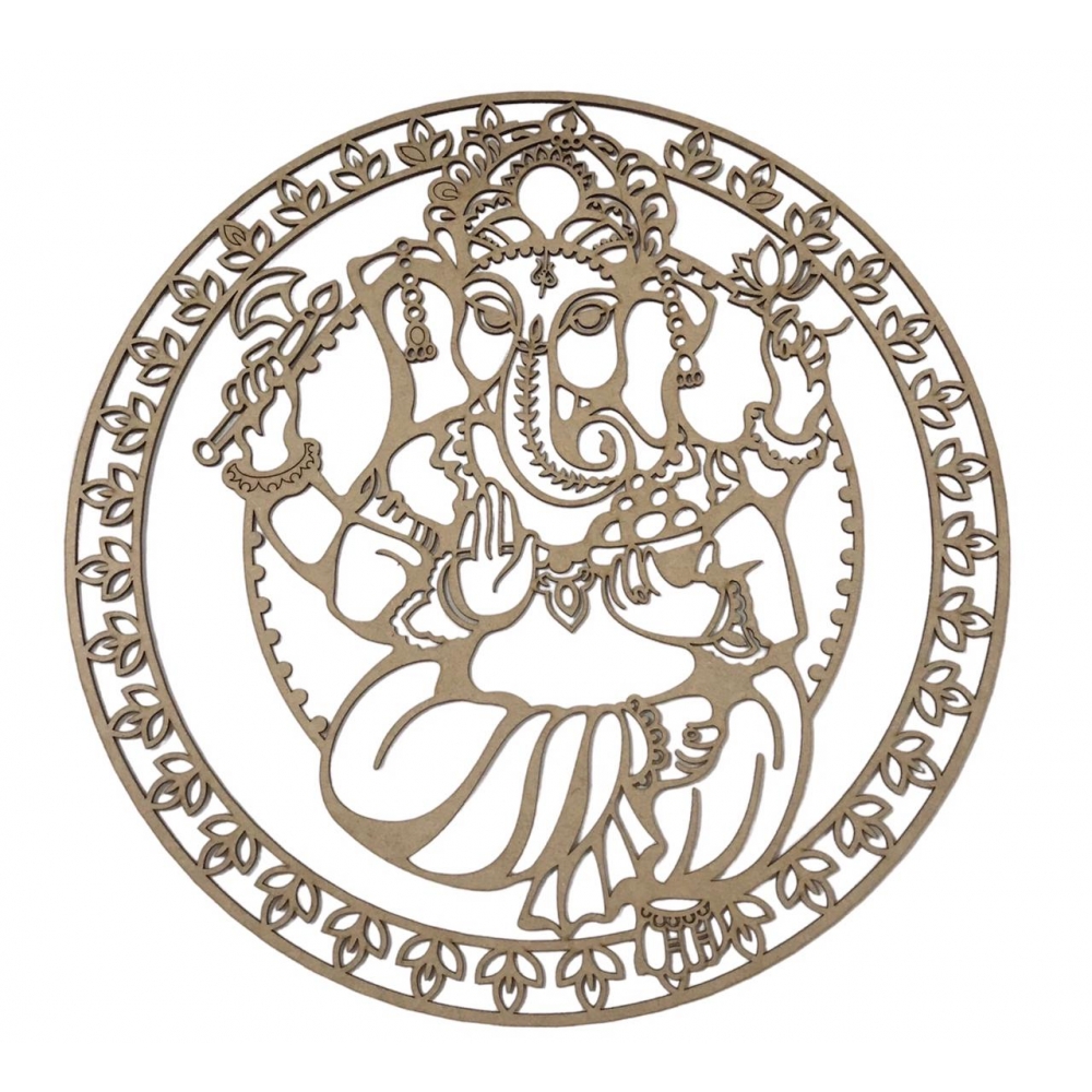 Mandalas Decorativas para Parede 38cm em MDF Cru - Ganesha