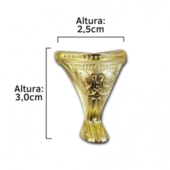 Kit 4 Pés Metal Romano Dourado para Caixa ou Bandeja