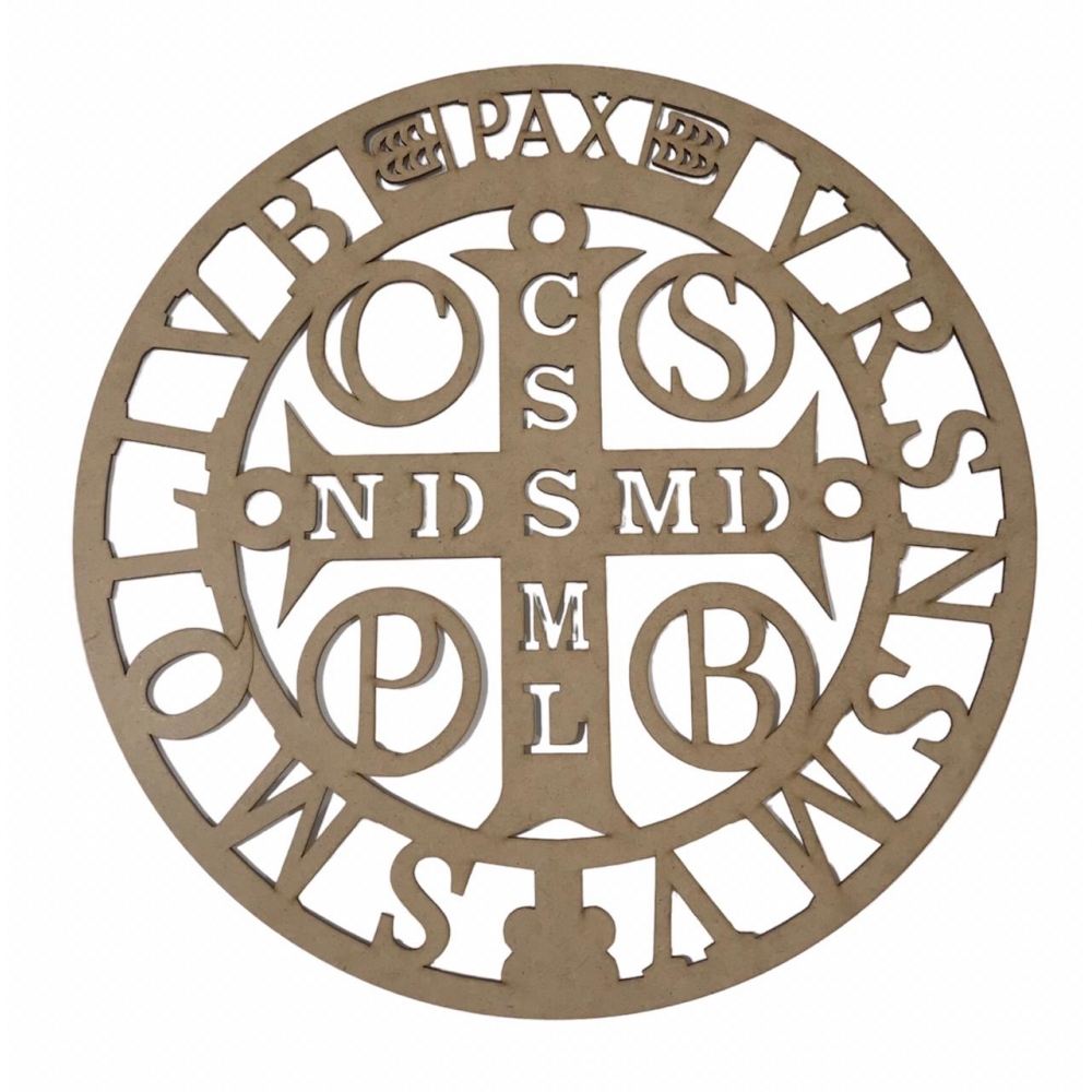 Mandalas Decorativas p/ Apliques ou Parede MDF Cru - Medalha de São Bento 15cm