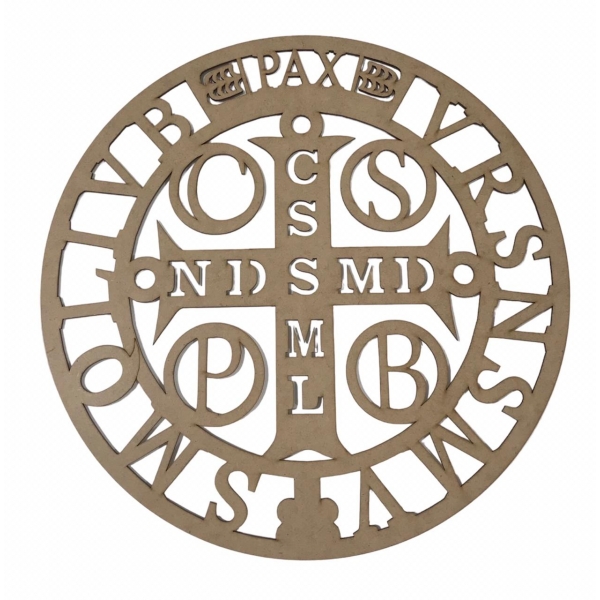 Mandalas Decorativas p/ Apliques ou Parede MDF Cru - Medalha de São Bento 15cm