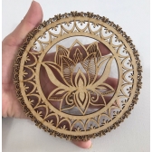Mandalas Decorativas p/ Apliques ou Parede MDF Cru - Flor de Lotus c/ Borda 15cm
