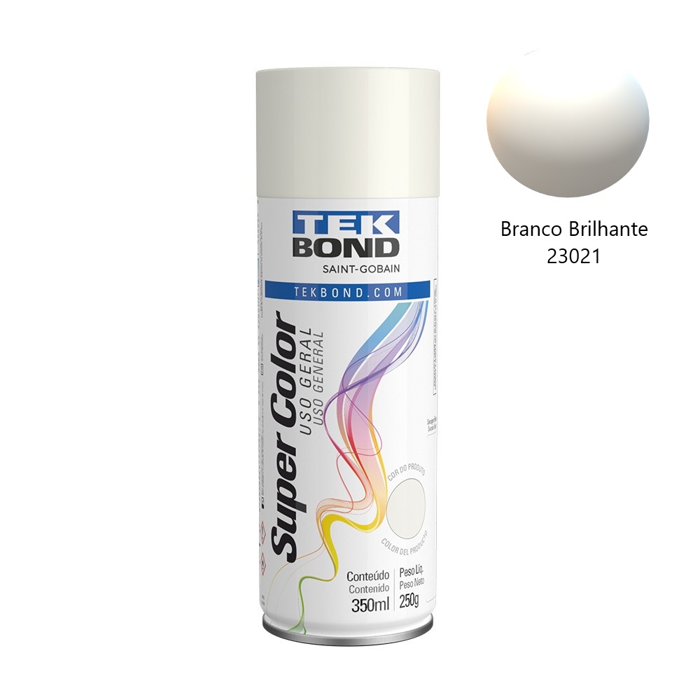 Tinta Spray TekBond Brilhante/Fosca 350ml Artesanato - Branco Brilhante 23021