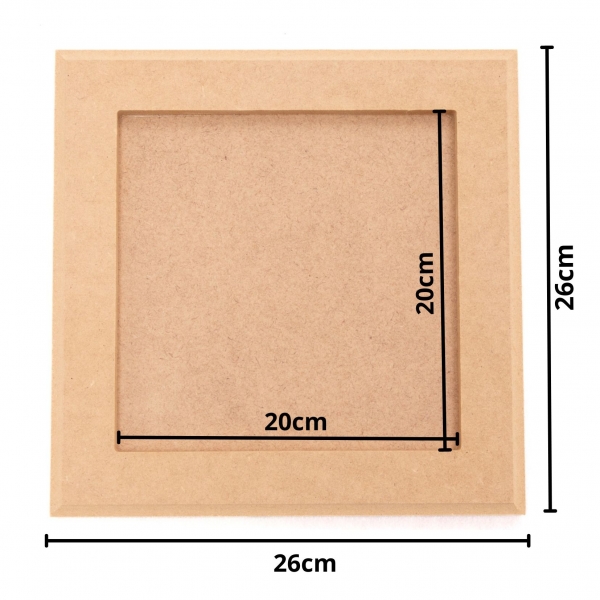 Quadro Moldura c/ Borda Quadrado 20x20cm Decoração MDF cru