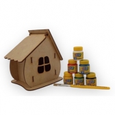 Kit 1 Casinha de Fada arredondada + Tintas e pincel MDF Cru