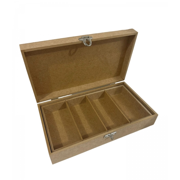 Caixa para Dinheiro 34x20x8 c/ Dobradiça Fecho cadeado MDF Cru