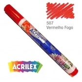 Acrilpen Caneta para Tecido Acrilex Marcador para Tecido - Vermelho Fogo 507