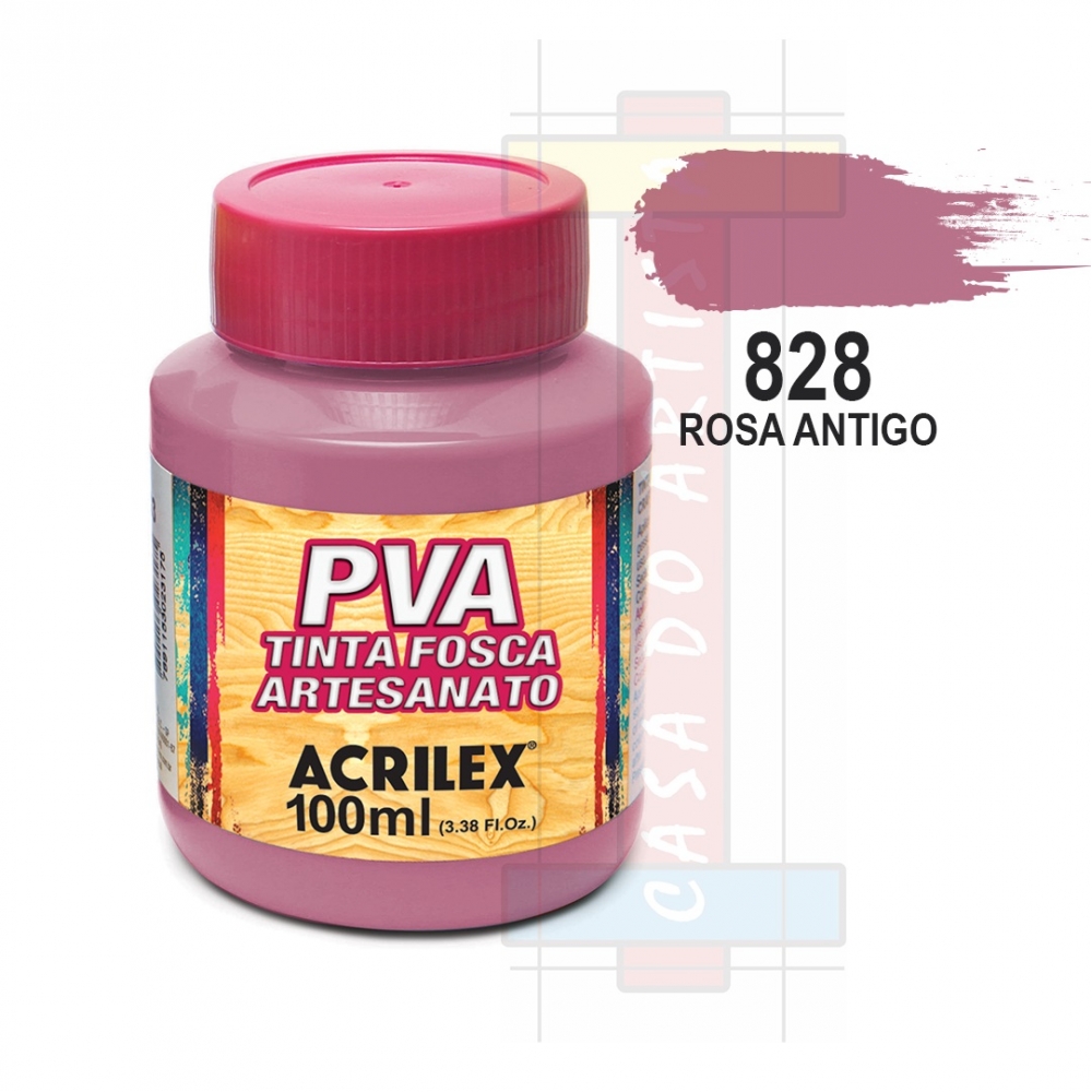 Tinta PVA Fosca Para Artesanato 100ml Acrilex - 828 Rosa Antigo