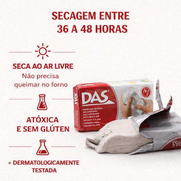 Massa de Modelar Cerâmica Fria Branca DAS 1kg