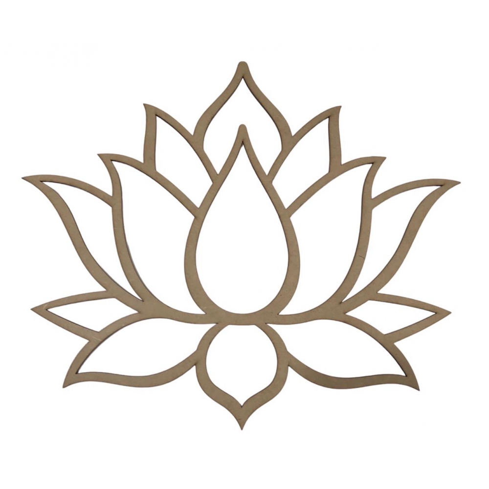 Mandalas Decorativas para Parede 38cm em MDF Cru - Flor de Lotus Aberta