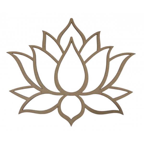 Mandalas Decorativas para Parede 38cm em MDF Cru - Flor de Lotus Aberta