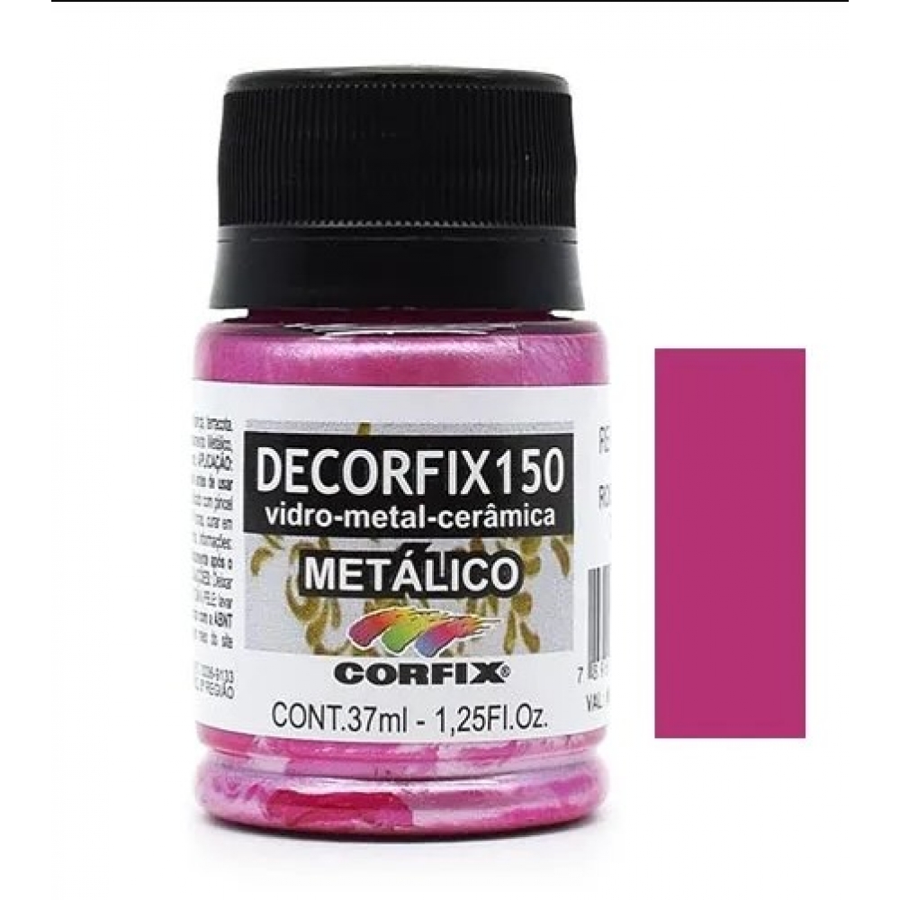 Tinta Vitro Decorfix 150º Metálica 37ml Corfix - Rosa Metálico 390