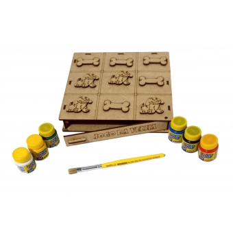 Kit de Pintura Infantil Jogo da Velha MDF Cru - 10 peças