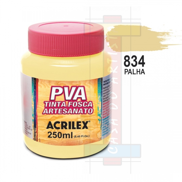 Tinta PVA Fosca Para Artesanato 250ml Acrilex - 834 Palha
