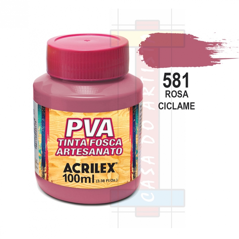 Tinta PVA Fosca Para Artesanato 100ml Acrilex - 581 Rosa Ciclame