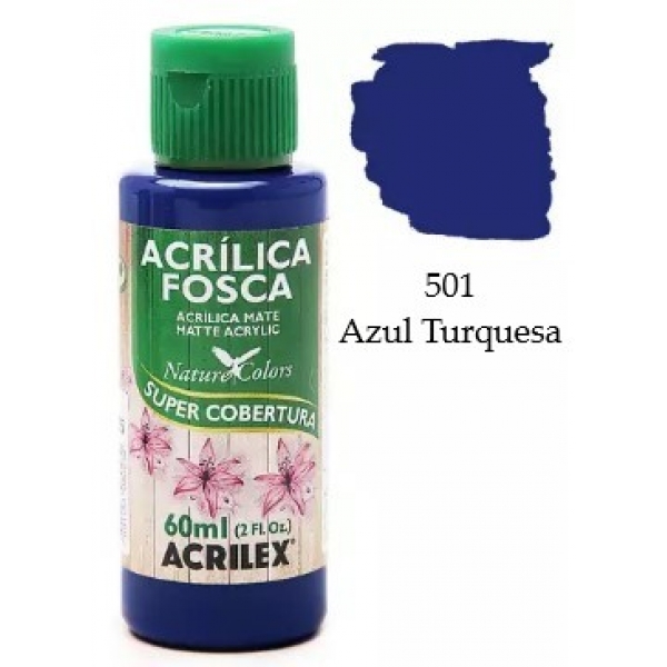 Tinta Acrílica Fosca Nature Colors 60ml Acrilex Artesanato - 501 Azul Turquesa