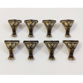 8 Pezinhos Grande de Metal Ouro Velho p/ Caixas Bandejas Pé