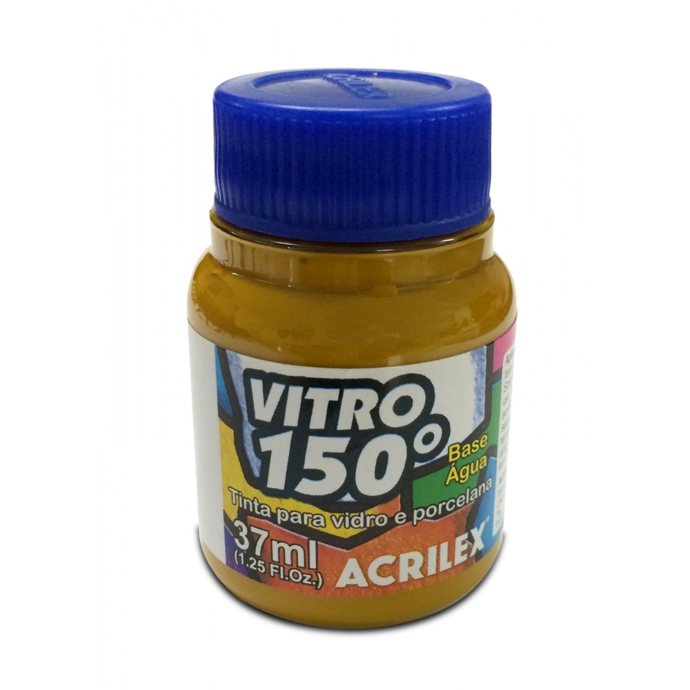 Tinta Vitro 150 - 37ml Acrilex Vidro Porcelana Cerâmica - Escolha a Cor - Amarelo Ocre