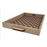 Bandeja Decoração Treliça 22x32cm Cozinha Café Festa MDF cru