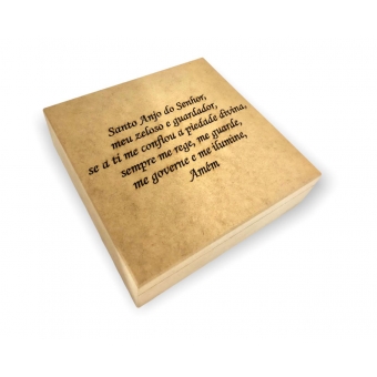 Caixa p/ Bebê Oração do Santo do Santo Anjo MDF Cru Batizado