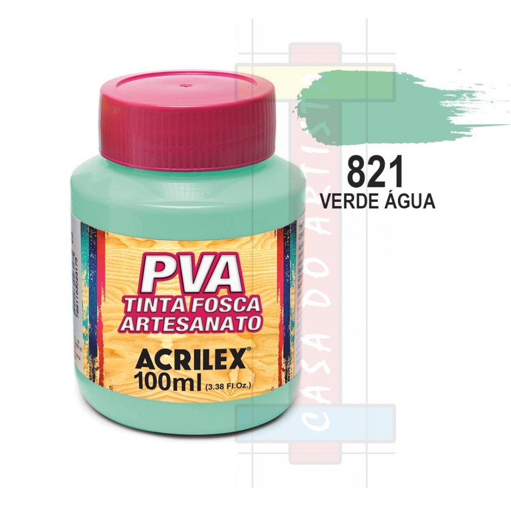 Tinta PVA Fosca Para Artesanato 100ml Acrilex - 821 Verde Água