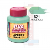 Tinta PVA Fosca Para Artesanato 100ml Acrilex - 821 Verde Água