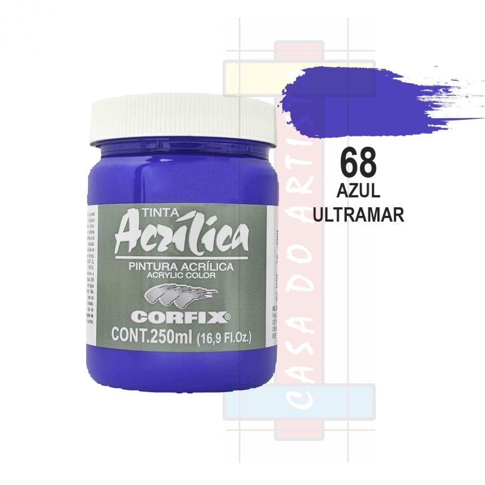 Tinta Acrílica para Pintura Tela 250ml Corfix Pote - Escolha Cor - Azul Ultramar Grupo I