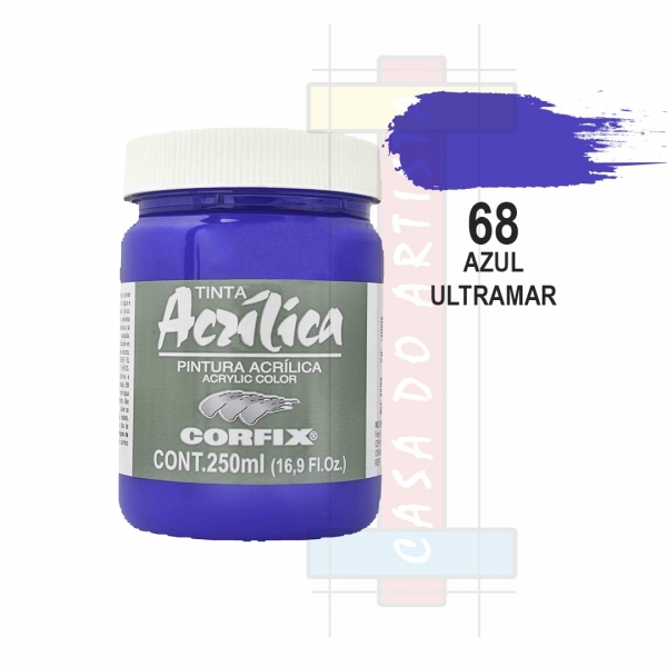 Tinta Acrílica para Pintura Tela 250ml Corfix Pote - Escolha Cor - Azul Ultramar Grupo I
