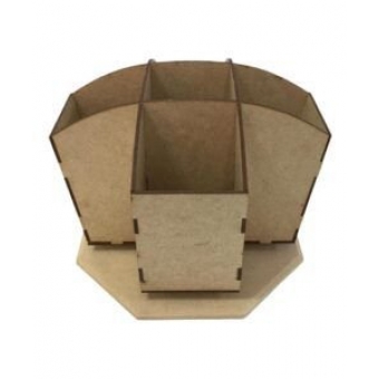 Porta Talher Giratório MDF Cru com 5 Divisões