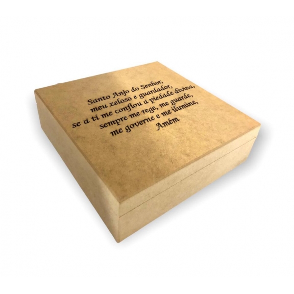 Caixa p/ Bebê Oração do Santo do Santo Anjo MDF Cru Batizado