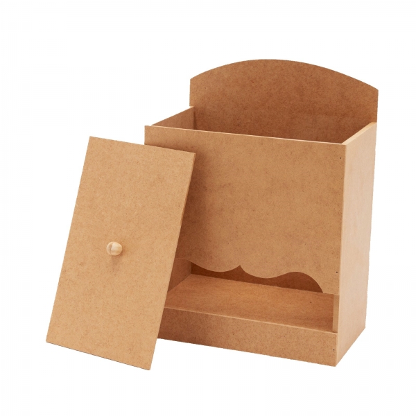 Kit Higiene Bebê Porta Fraldas Bandeja Abajur Liso MDF cru