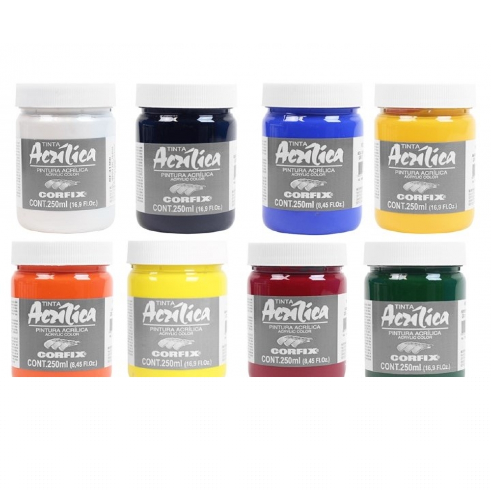 Tinta Acrílica Pintura Tela 250ml Corfix Pote - Escolha Cor
