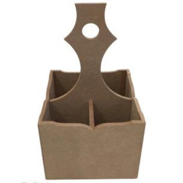 Porta Talher Quadrado com Alça Central 4 divisões MDF Cru