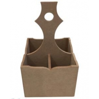 Porta Talher Quadrado com Alça Central 4 divisões MDF Cru