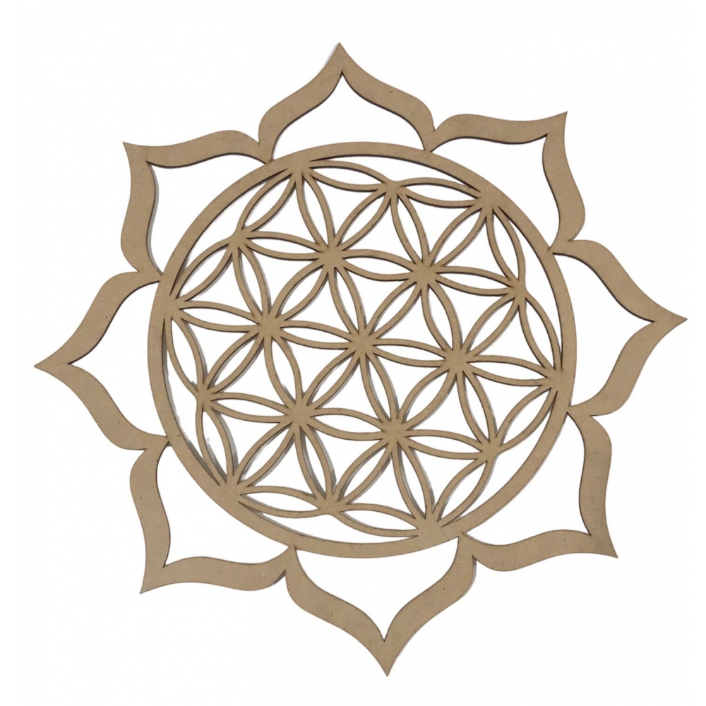 Mandalas Decorativas p/ Apliques ou Parede MDF Cru - Flor da Vida 15cm