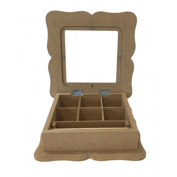 Caixa Porta Jóias Biju Divisórias,Porta Anel, Vidro MDF cru