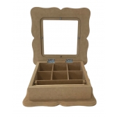 Caixa Porta Jóias Biju Divisórias,Porta Anel, Vidro MDF cru