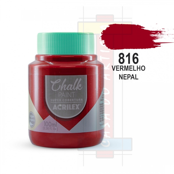 Tinta Chalk Paint 100ml Acrilex - Escolha as cores - Vermelho Nepal 816