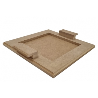 Bandeja Quadrada 23x23cm Mesa Café Mosaico MDF cru