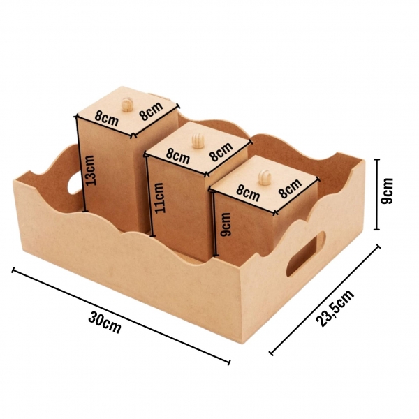 Kit Higiene Bebê Porta Fraldas Bandeja Abajur Liso MDF cru