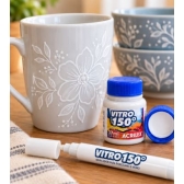 Kit 1 Caneta Marcador Vitro 150º + 1 Tinta Vitro 150º  37ml - Acrilex - Cor Branca