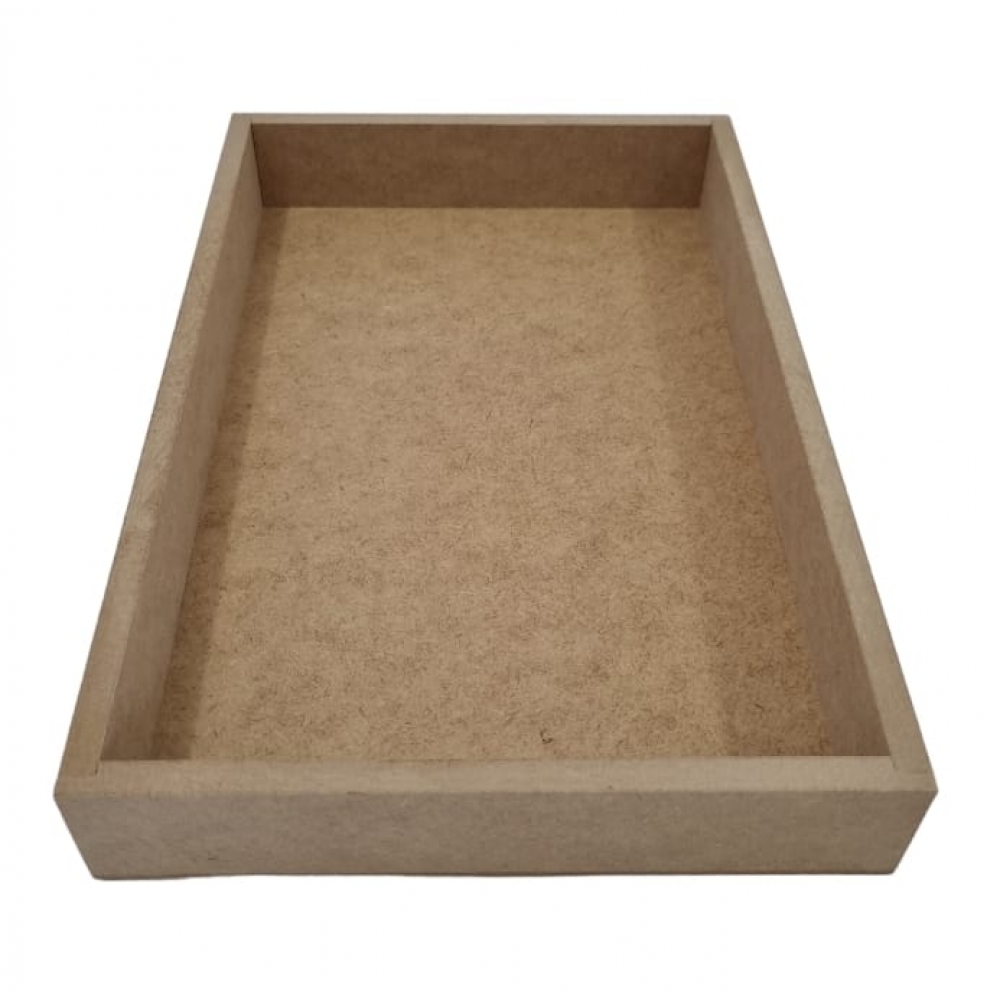 Bandeja Lisa G Retangular 26x41cm Lavabo Café Mesa  MDF cru