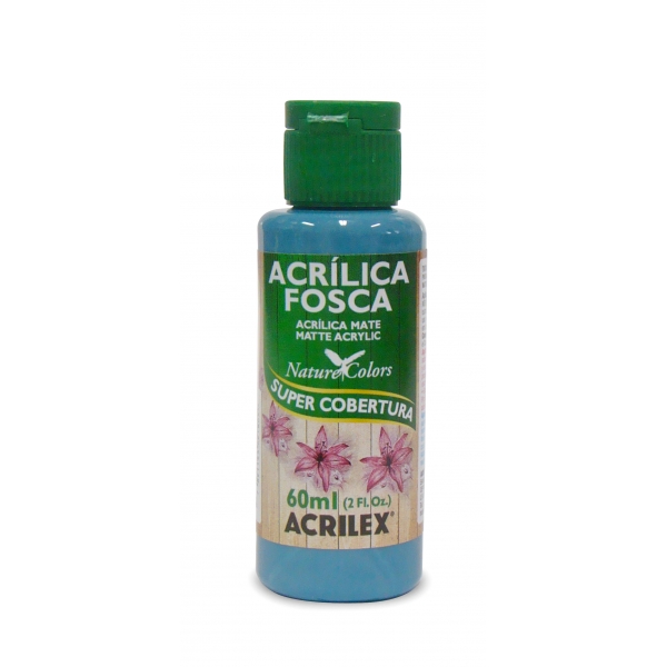 Tinta Acrílica Fosca Nature Colors 60ml Acrilex Artesanato - 823 Azul Piscina