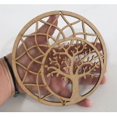 Mandalas Decorativas p/ Apliques ou Parede MDF Cru - Árvore c/ Lotus 15cm
