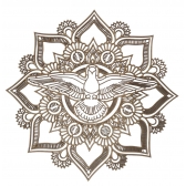 Mandala Espirito Santo c/ Lotus 38cm em MDF Cru