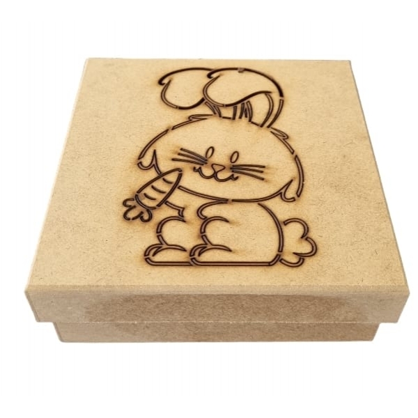 Caixa de Pascoa Coelho c/ Cenoura Bombons Chocolates MDF cru