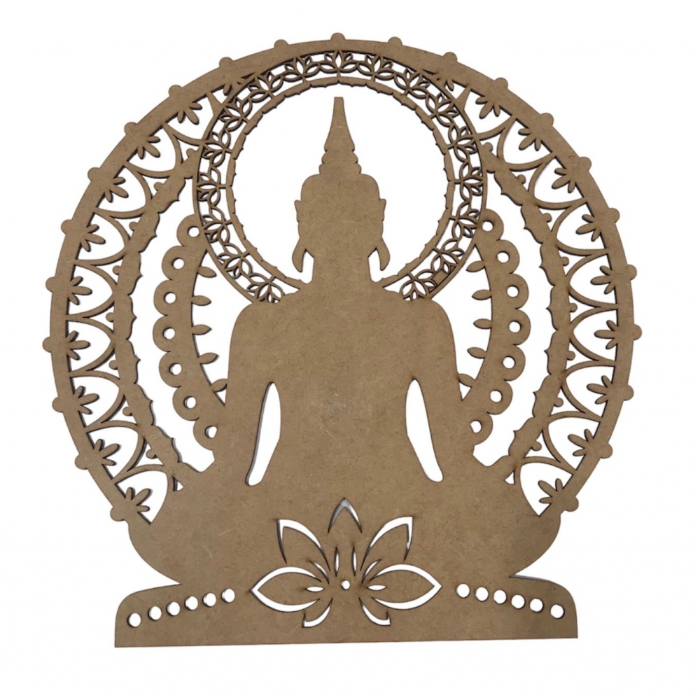 Mandalas Decorativas p/ Apliques ou Parede MDF Cru - Buda 15cm