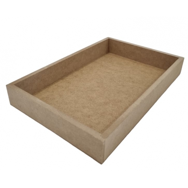 Bandeja Lisa G Retangular 26x41cm Lavabo Café Mesa  MDF cru