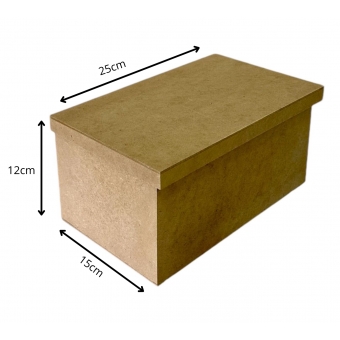 Caixa Retangular Tampa Sapato 15x25x12 MDF Cru