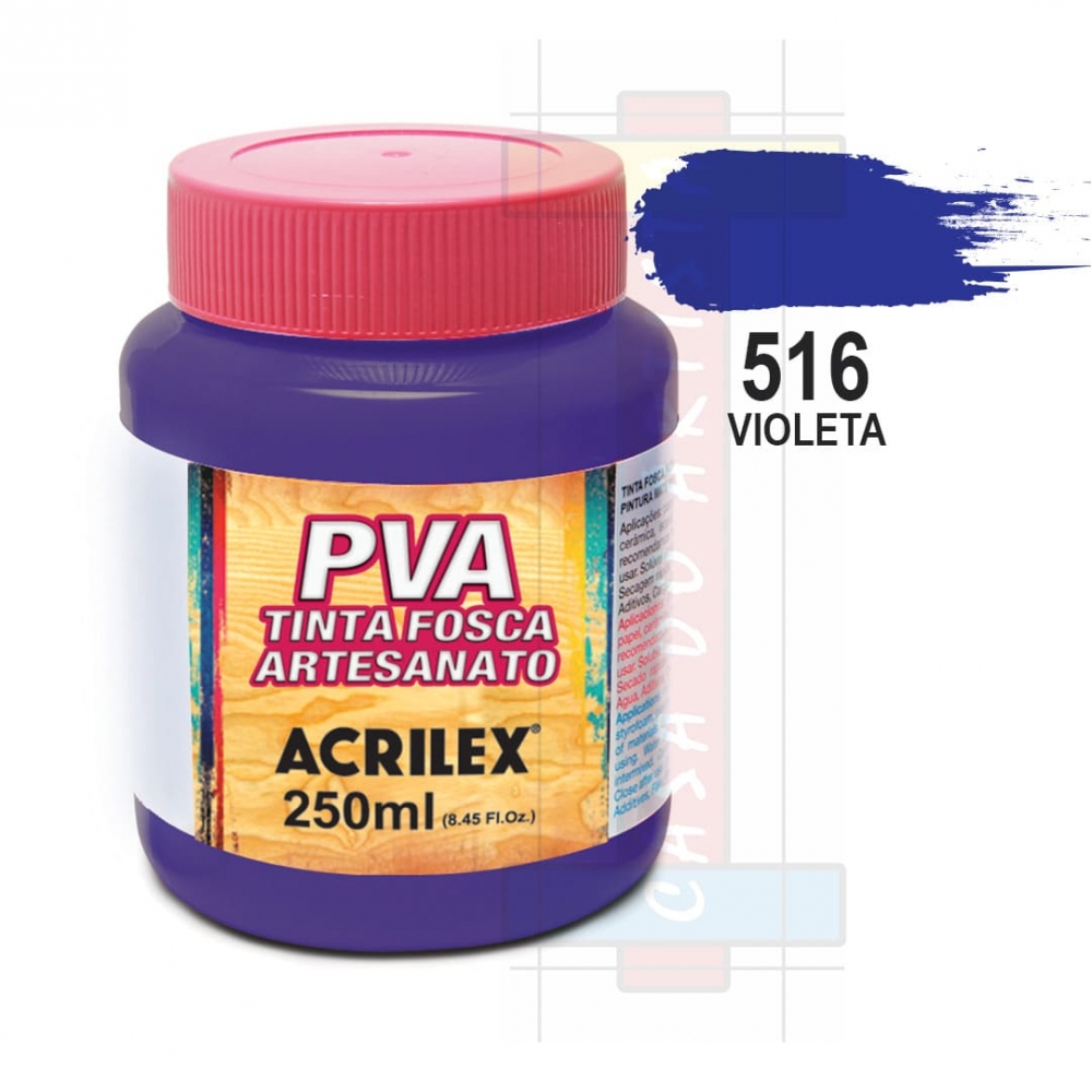 Tinta PVA Fosca Para Artesanato 250ml Acrilex - 516 Violeta