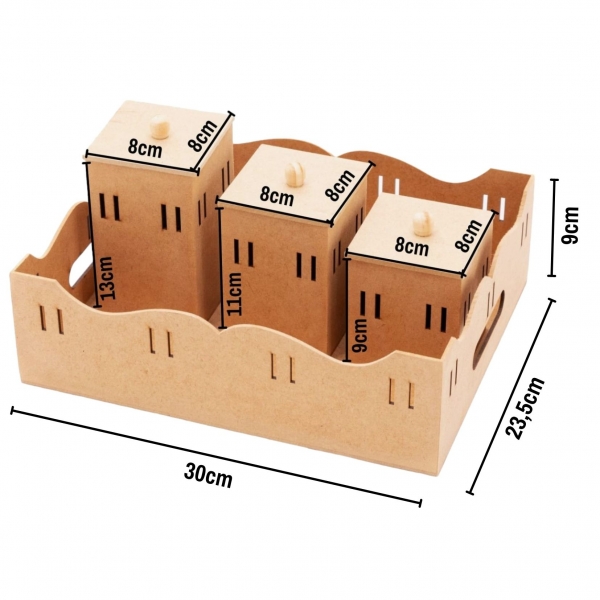 Kit Higiene Bebê Passa Fita Porta Fraldas Abajur MDF cru